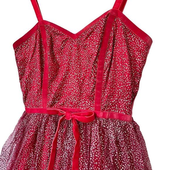 ModCloth Collectif Haute Holiday Party Swing Dress Size 6 Pink Tulle Glitter NEW - Picture 10 of 13